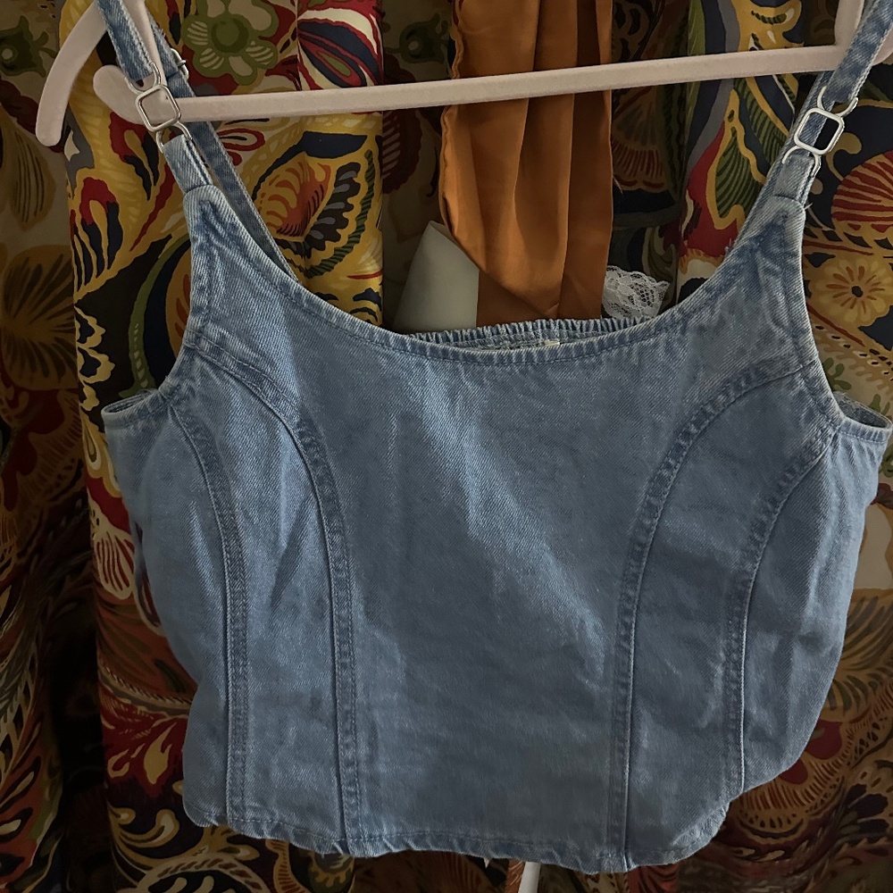 Lone Star Crop Denim Top with adjustable straps